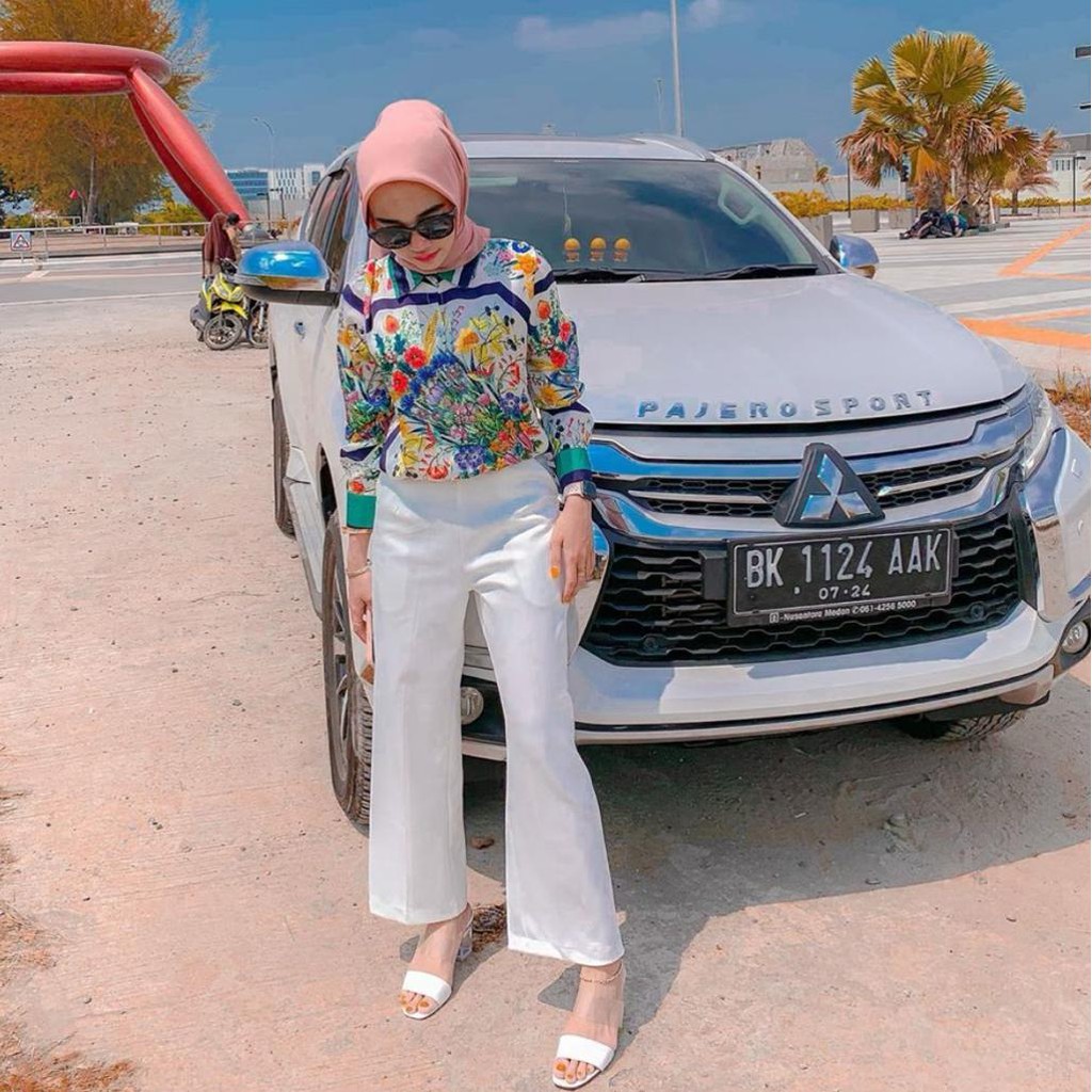 KEMEJA 7172 3M THREE M MIRABELL TOP BAND COLLAR SHIRT Pakaian Wanita Fashion Impor TERJANGKAU Import