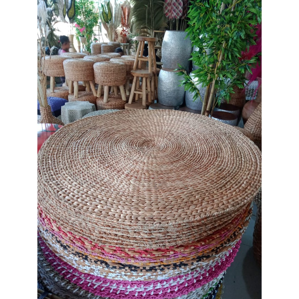 Karpet Rug Enceng Gondok Natural Polos Diameter 150cm Unik Murah