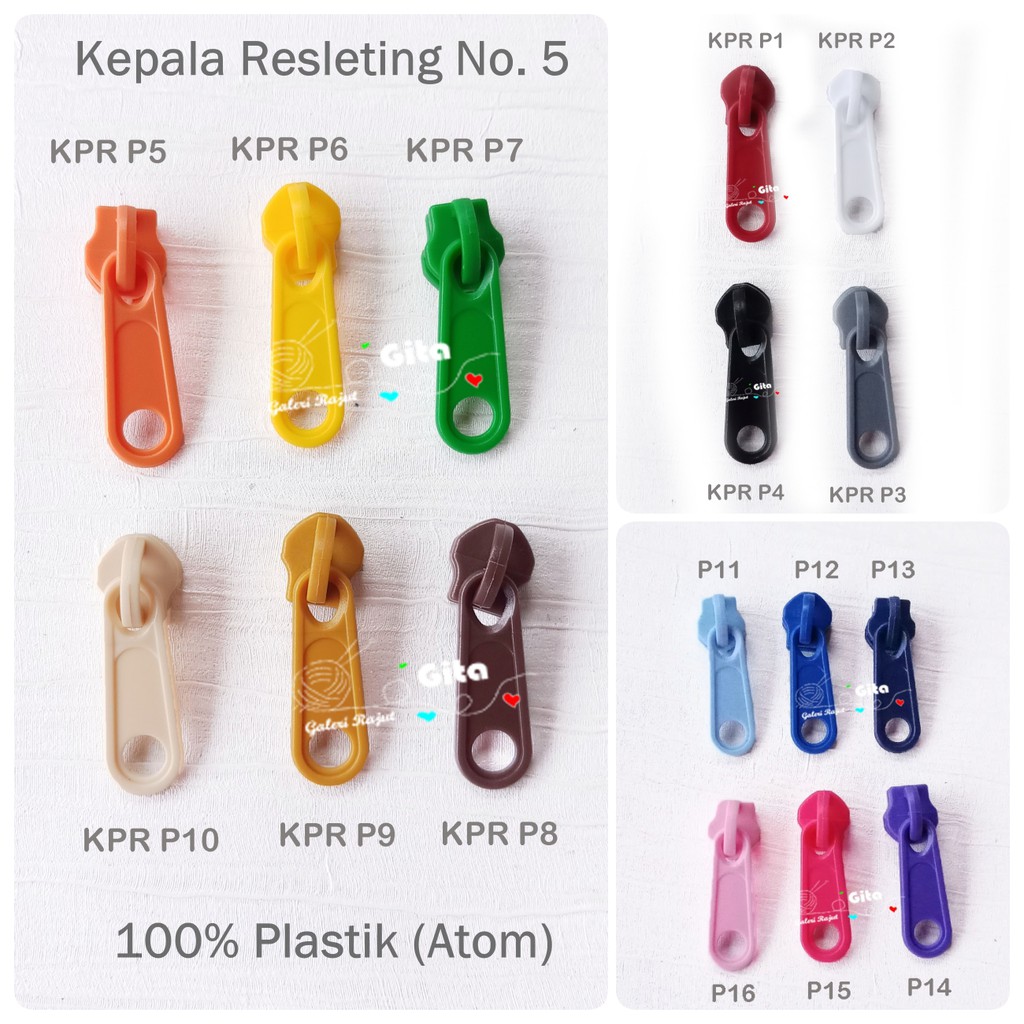 Kepala Resleting No. 5 / Kepala Resleting Gigi Plastik (Nylon) Bahan Plastik