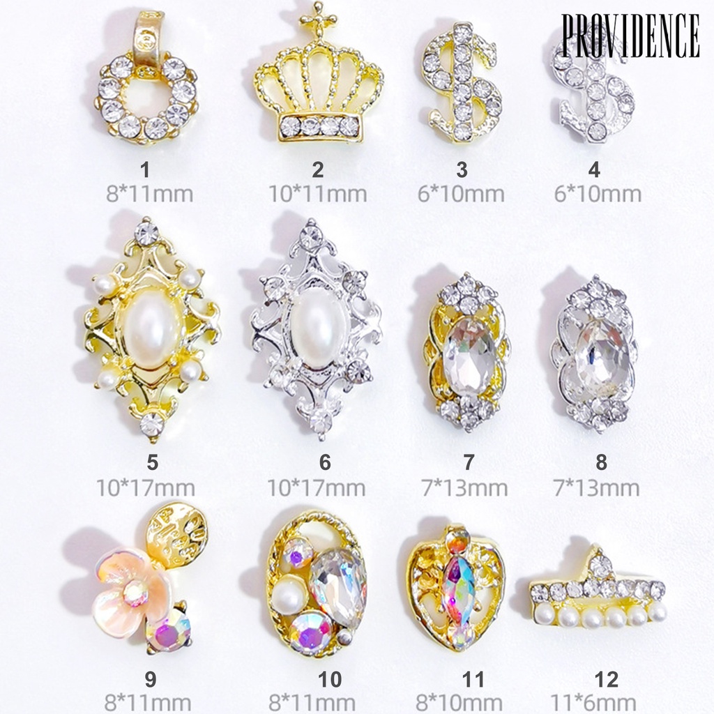 Providence 10Pcs/Bag Nail Rhinestones Crowns Dollars Manicure Design Alloy 3D Nail Art Decorations for Nail Design