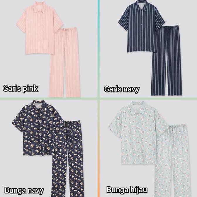 Piyama Wanita Uniqlo Original / Baju Tidur Wanita Set / Loungewear Tokojanbuja