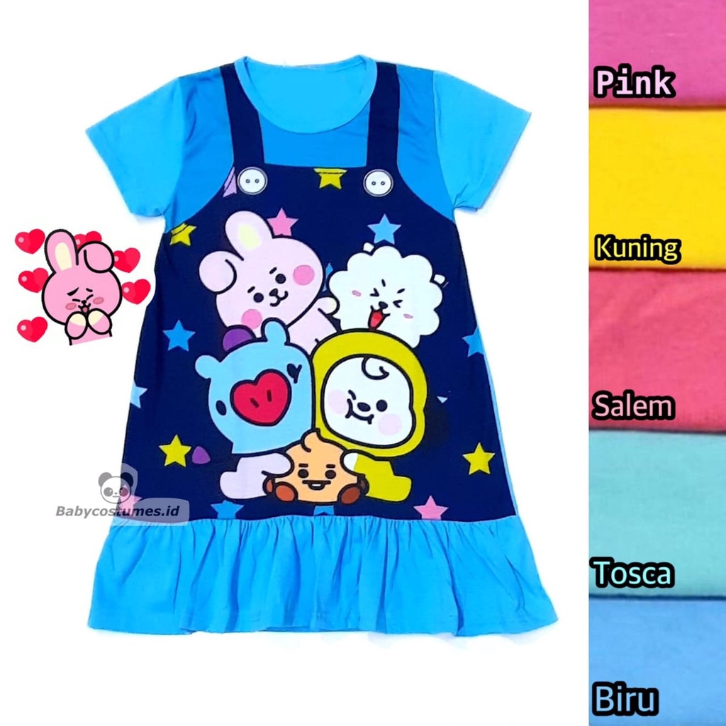 BEST MEGA SALE 12.12 COCO DRESS DASTER PRINTING DA DEDINA MOTIF BT21 BINTANG BTS KARTUN LUCU 1 2 3 4