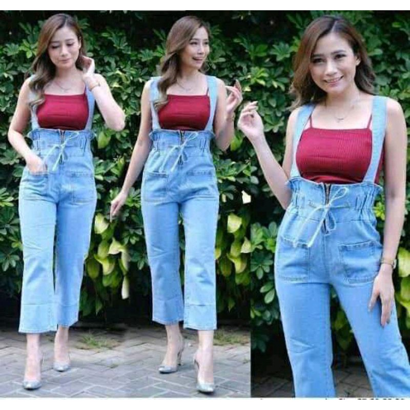 Celana Panjang Overall Jeans wanita // Celana Panjang Overall Jeans  Premium