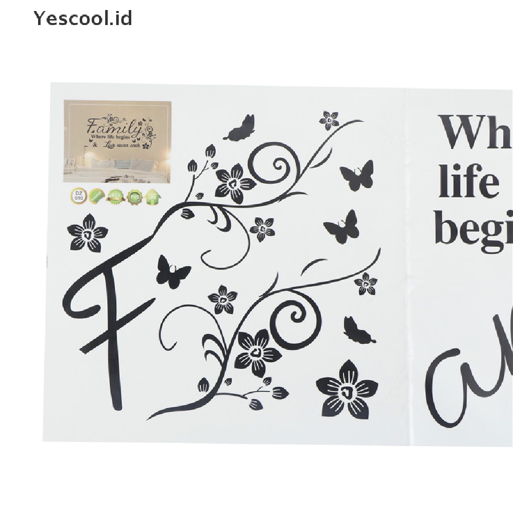 Stiker Dinding decal Desain family where life begins Dan love never ends