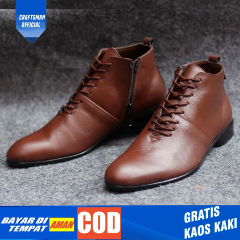 CRAFTS X WOODY Sepatu Formal Pria Pantofel Kulit Asli Kerja Sepatu Casual Cowok