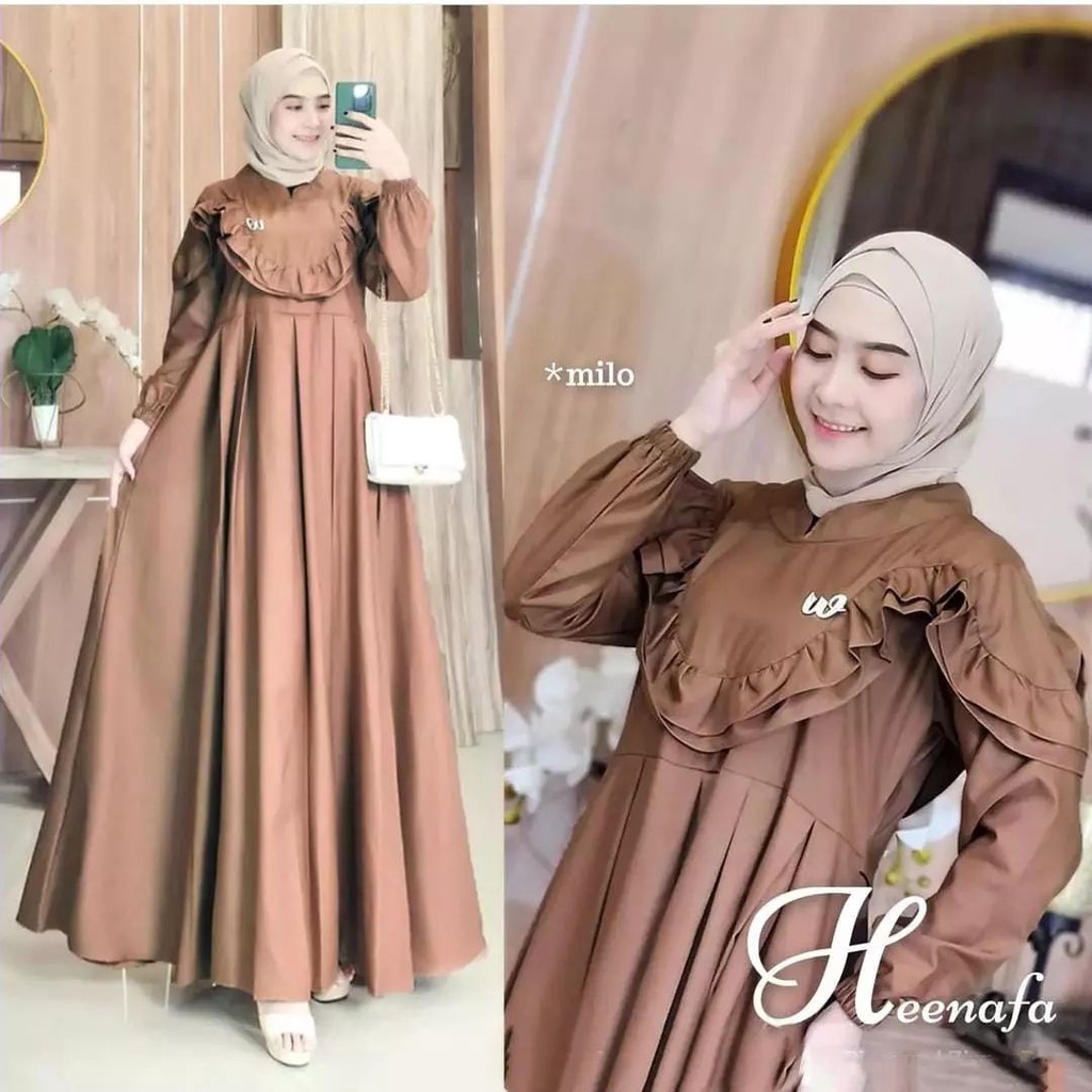 HEENAFA DRESS BL BAHAN TOYOBO LD 110 CM PB 138 GAMIS LEBARAN WANITA TERBARU 2023 SIMPLE DRESS SIMPLE HIJAN MAXI DRESS KOREAN STYLE MUSLIM