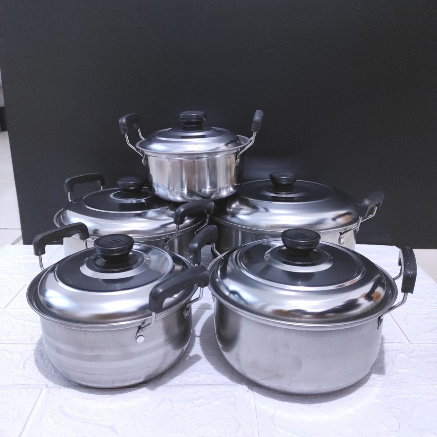 Soup Pot Panci Sup High Pot 16 18 20 22 24 cm Full Stainless Induksi