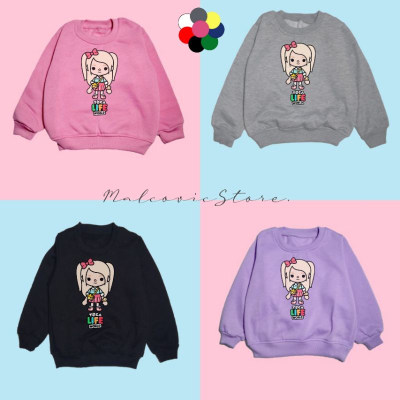 Sweater Toca Boca Untuk Anak Perempuan Usia 2-13 Tahun/Toca Life Boca/Sweatshirt Anak Toca Boca/Crew