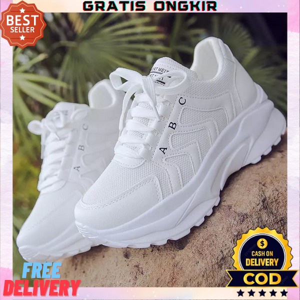 Sepatu Sneaker Wanita Cewek Perempuan Cewe Buat Anak Sekolah Ootd Style Olahraga Joging Running Zumb