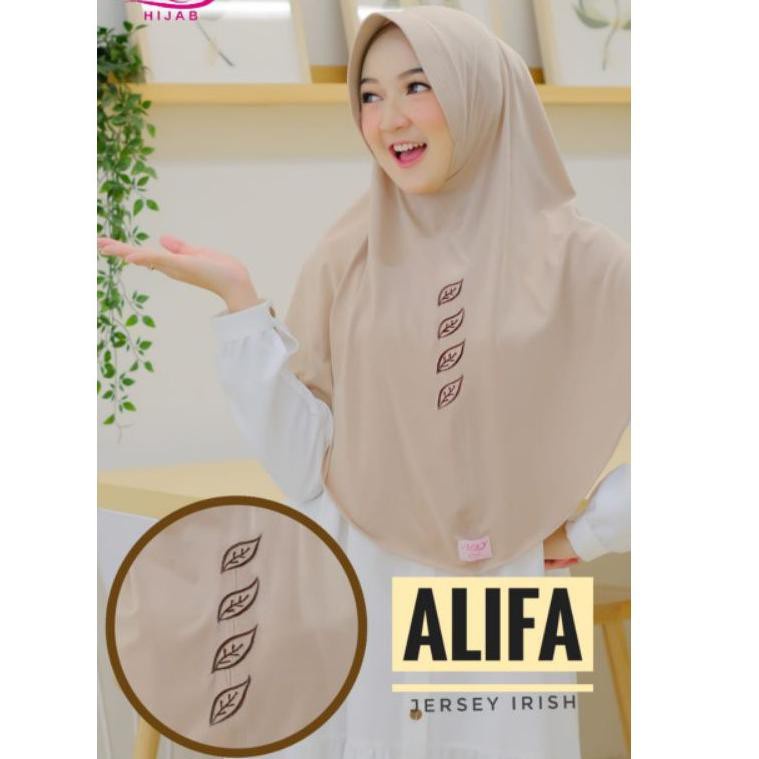 (Original Arey 057) Alifa Ori Arey Hijab ♥ Jilbab Instan Oval Bordir Daun