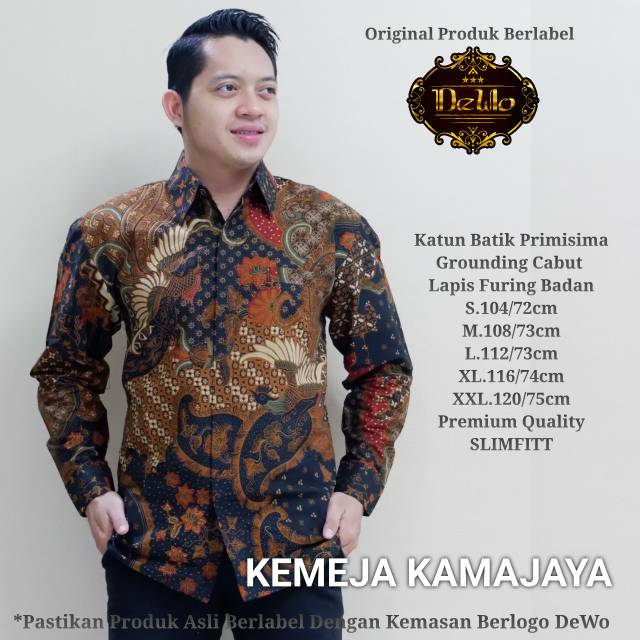 Kemeja Batik Pria Kamajaya Bahan Katun Primisima Full Furing Kualitas Premium