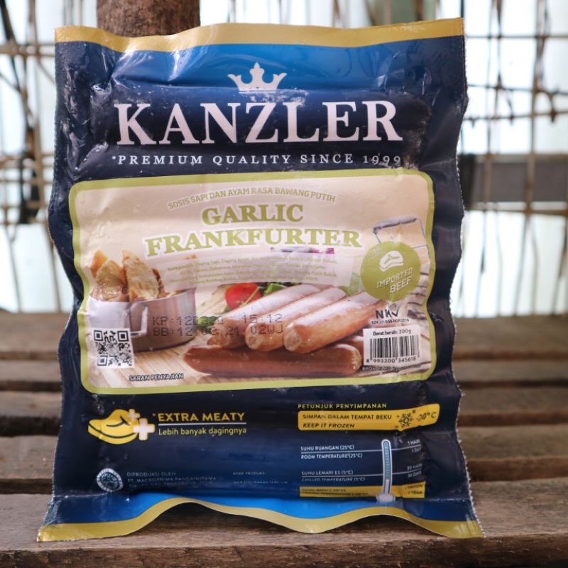 

Sosis Kanzler #1 Garlic Frankfurter 300Gr Isi 6 Sosis Sapi Dan Ayam
