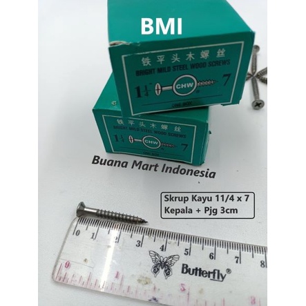Skrup Kayu CHW 11/4 x 7 Plus (+) | Wood Screw CHW | Sekrup Kayu