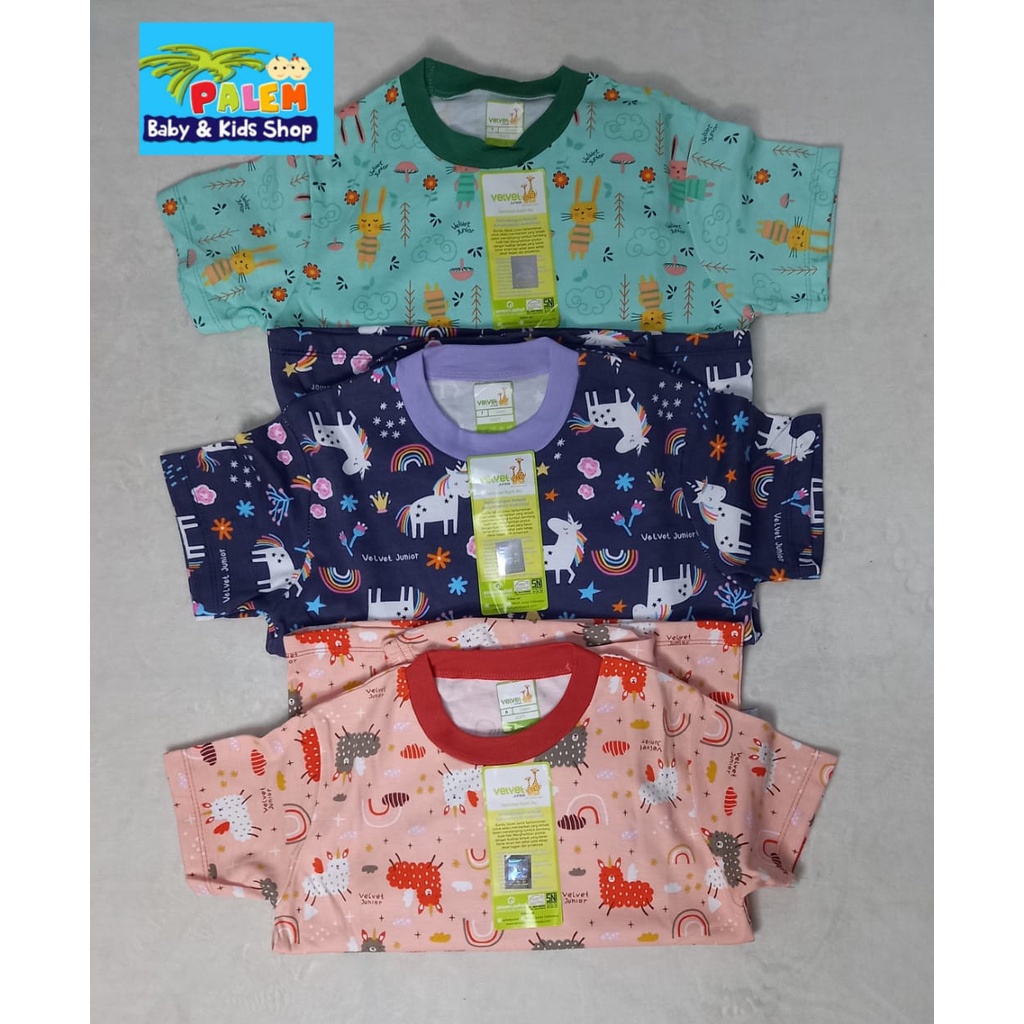 Velvet Junior Piyama DW 1pcs stelan Baju Pendek Celana Panjang size 2-3-4-5-6-7-8-9-10thn