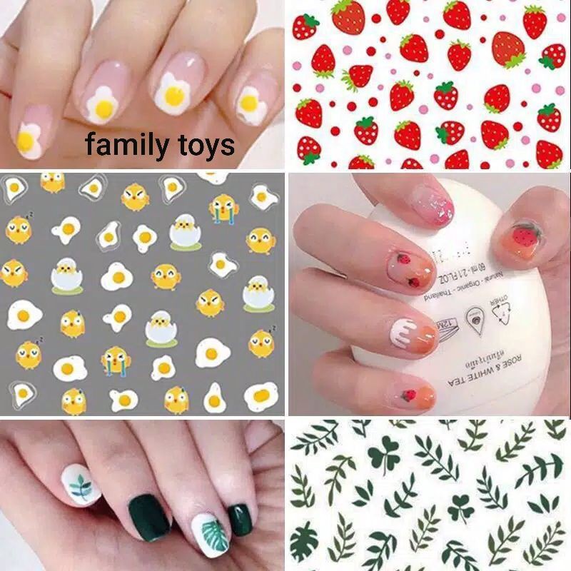 family games Stiker kuku 3d anak dewasa nail art sticker tempelan hiasan cat kuku