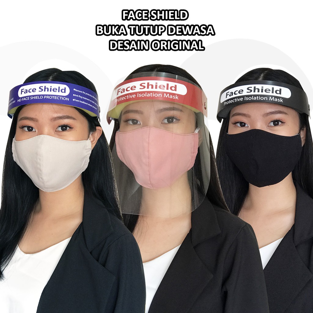 FACE SHIELD BUKA TUTUP DEWASA DESAIN ORIGINAL PATTERN