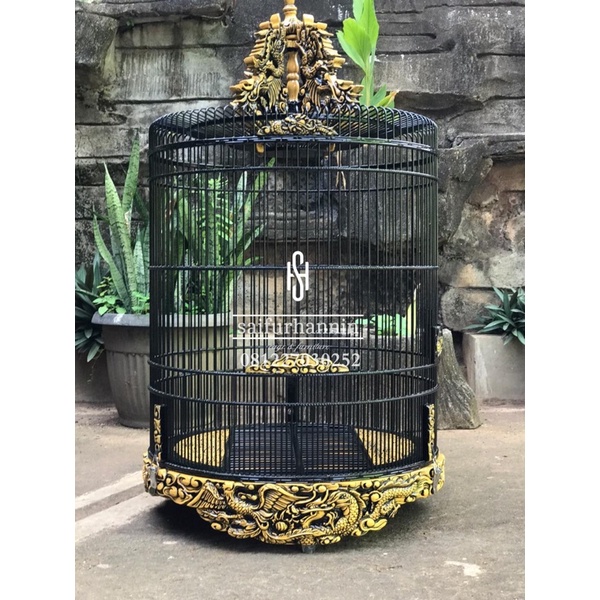 sangkar burung murai motif naga dan burung hong sangkar ukir burung murai