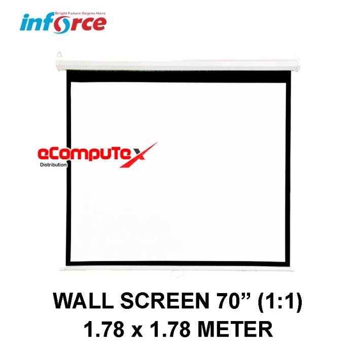 LAYAR PROYEKTOR INFORCE 70” GANTUNG WALL SCREEN PROJECTOR 70 INCH 1:1