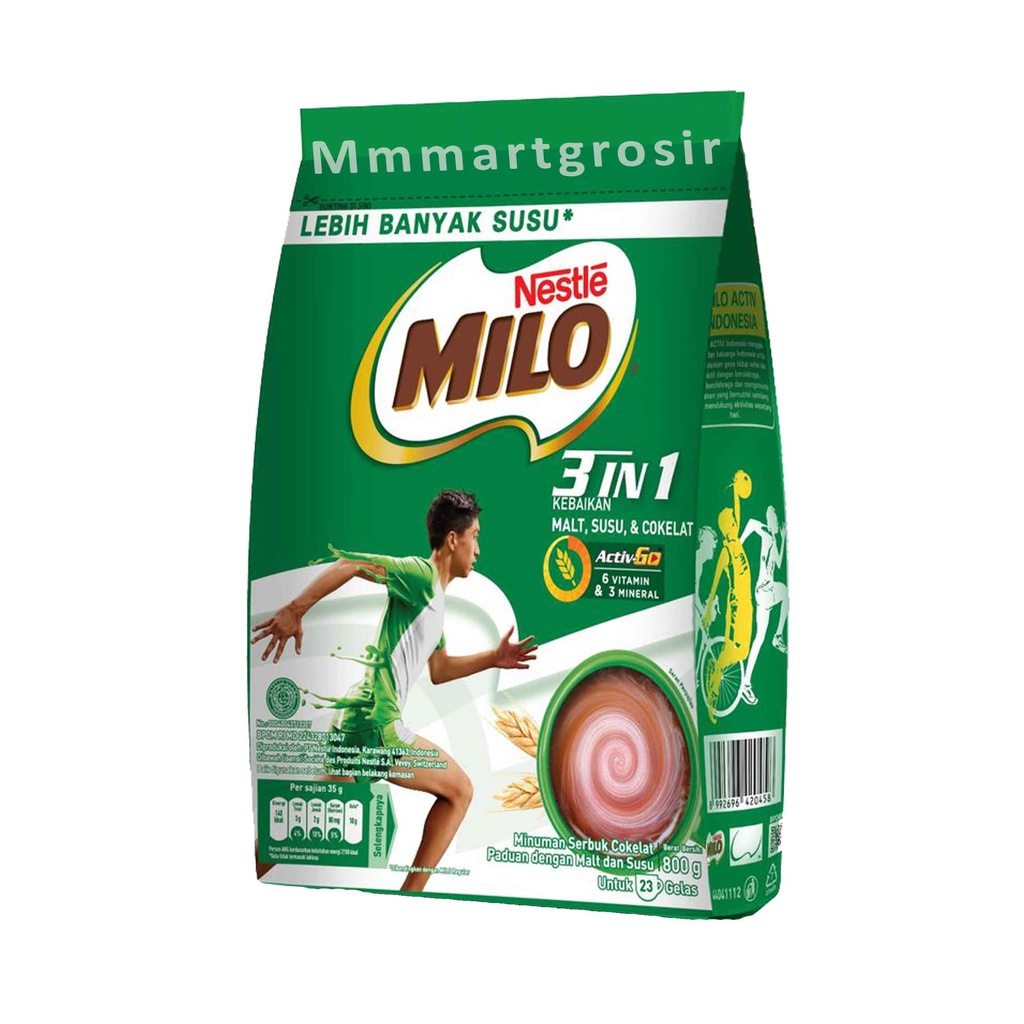 Nestle Milo / Milo 3 IN 1 / Serbuk Cokelat Malt&amp;Susu / 800g