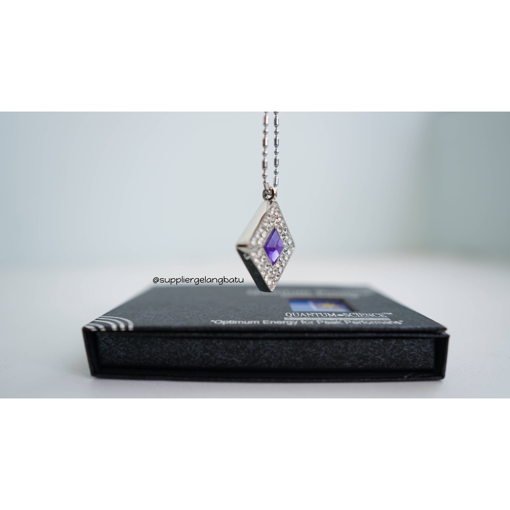 kotak swarovski ungu safir Kalung quantum Pendant purple diamond onyx