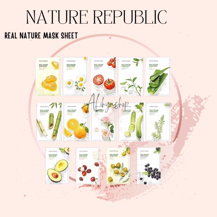 masker wajah Nature Republlic Real Nature Mask Sheet /Masker wajah -Muka Lembaran