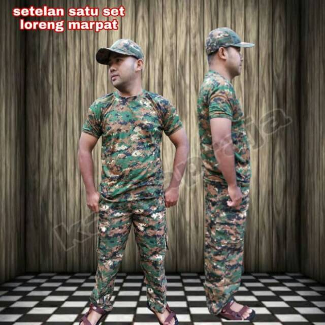 Setelan Loreng Marpat Satu Set