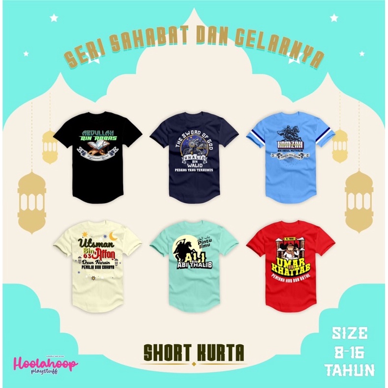 KAOS SHORT KURTA SERIES SAHABAT NABI DAN GELARNYA KAOS KEMKO HOOLAHOOP ft bumblebee