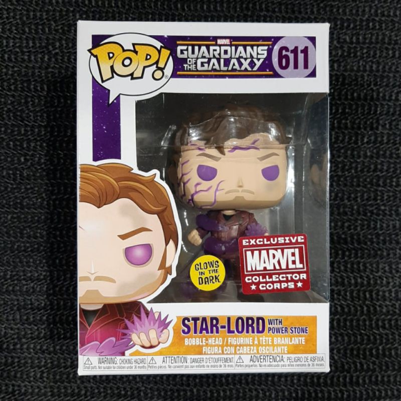 Funko Pop Guardian Of The Galaxy : Star Lord With Power Stone #611(Glows In The Dark) (Marvel Exclus