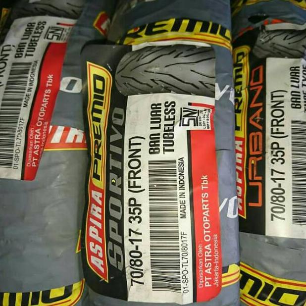 [[BISA COD]] Ban depan tubeless Aspira Premio Sportivo 70/80 ring 17 motor bebek supra vega blade cs