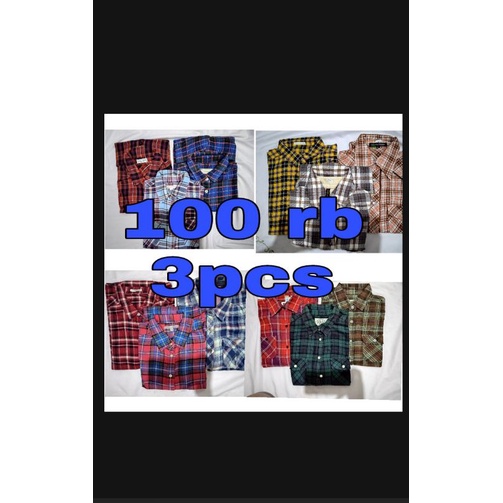 kemeja flanel lengan panjang cewek cowok