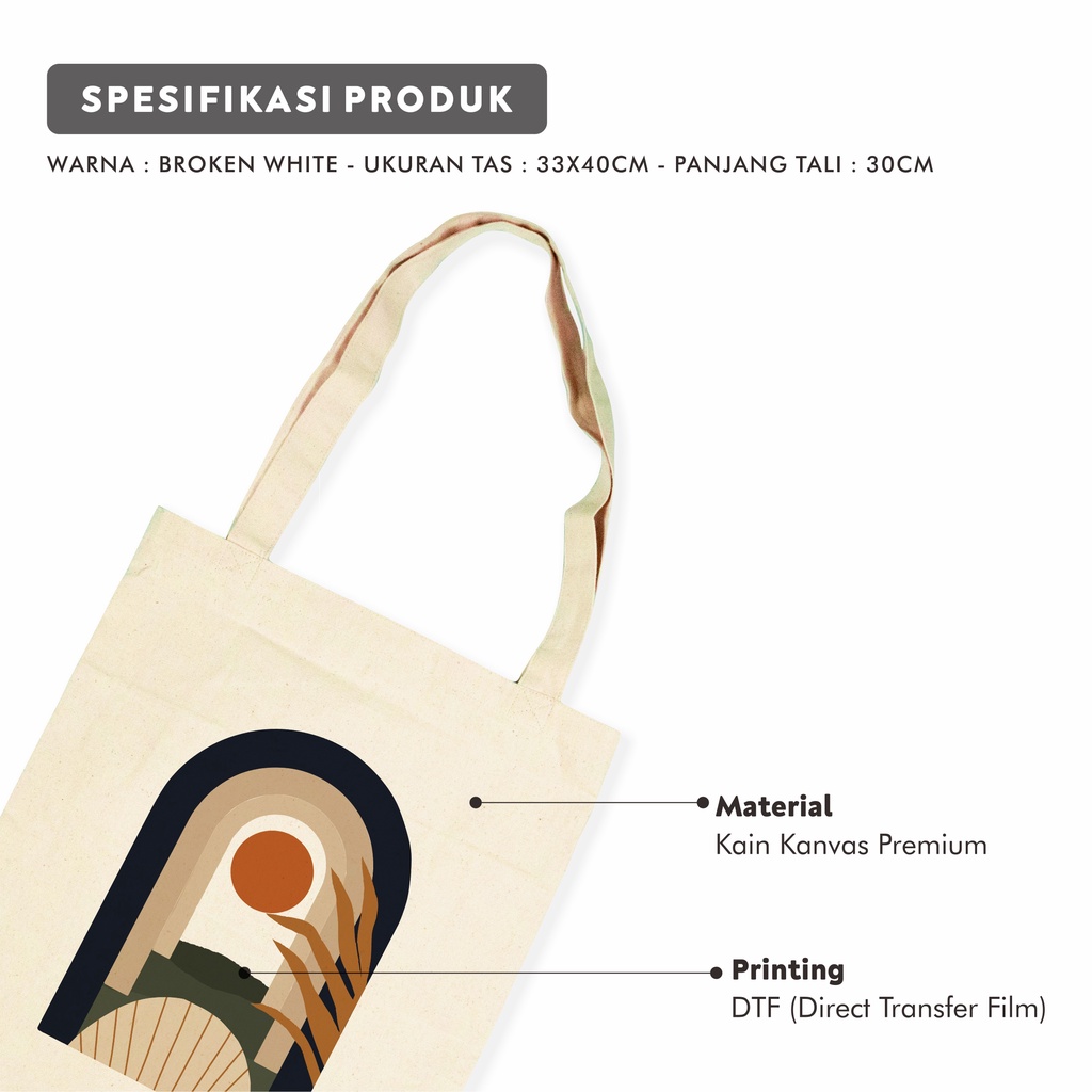 Sevine Tote Bag Kanvas Tas Fashion Totebag Wanita DTF Printing Nordic Aesthetic Series - KNP4