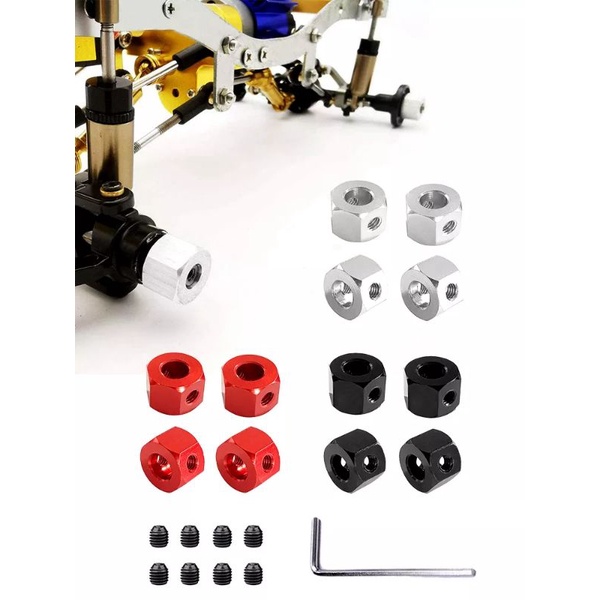 hex roda ban rc car wpl d42 d12 mn d90 wpl c24 hub adapter adaptor 5mm ke 12mm upgrade ban 1/10