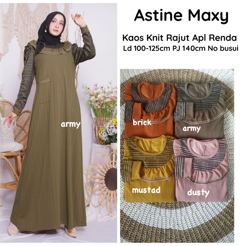 Astine Maxy - Gamis Knit Rajut Premium LD100+ Melar / Calamery Maxy / Wella Maxy / R.18 - 271-6102