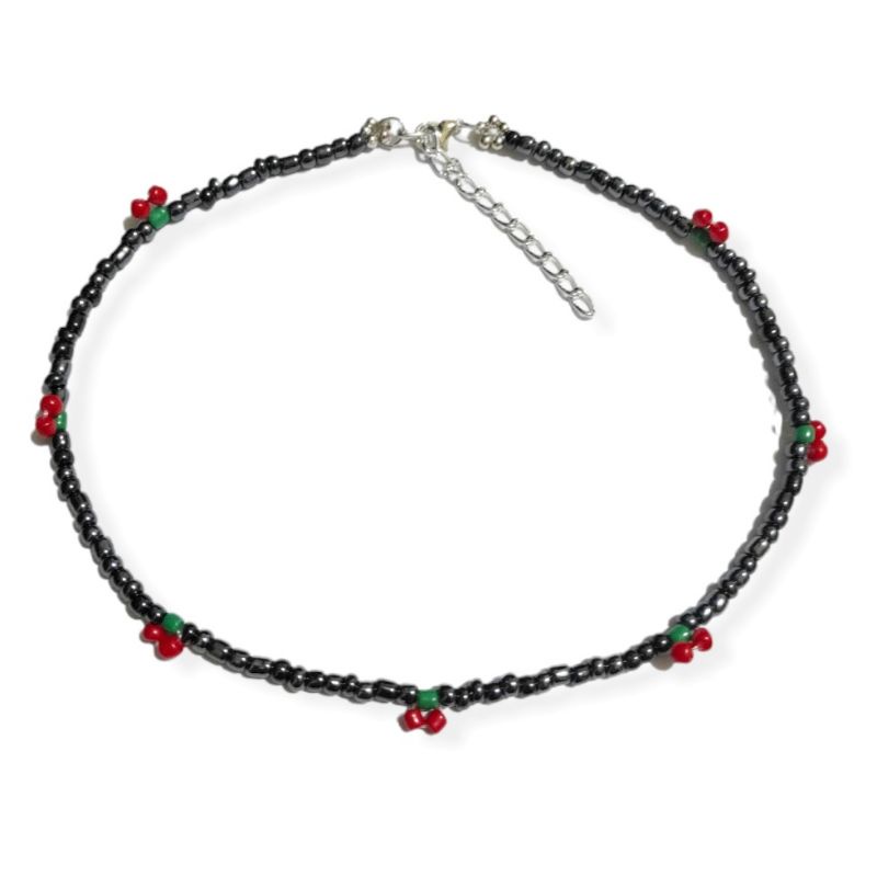 Kalung Beads Cherry Bohemian Boho Style Choker Necklace Mote Buah Ceri Gaya Korea Korean Style