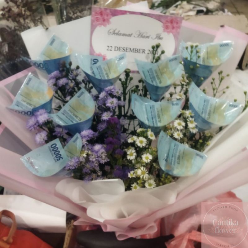 flower money bouquet asli fresh cantik