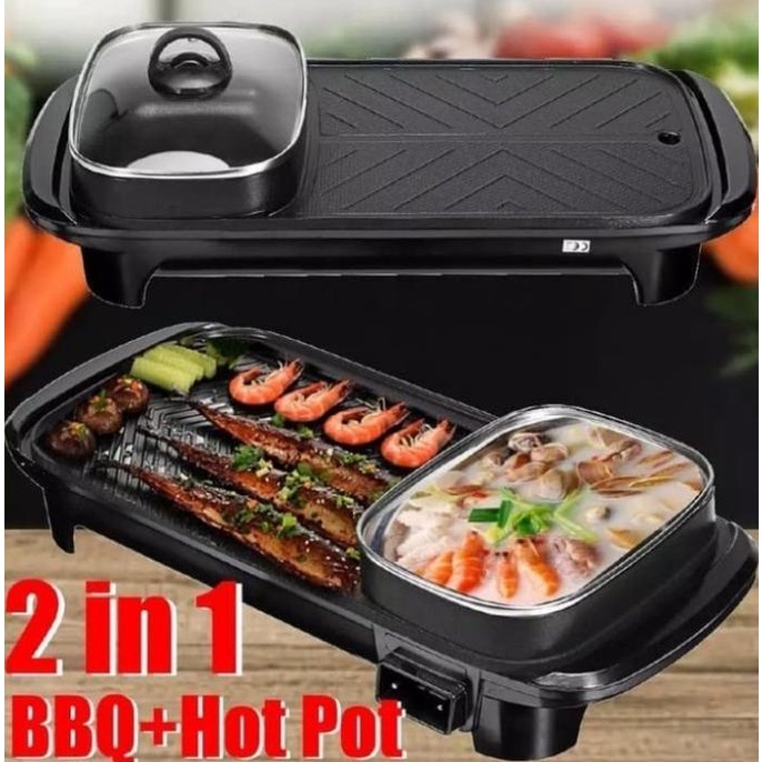 Panggangan Bbq Dan Hotpot Elektrik 2 In 1 Grill Bbq Hotpot Elektrik