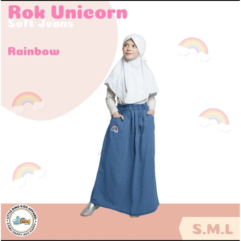 Rok Soft Jeans Anak dan dewasa by Little Dino kisaran 6-12 Tahun