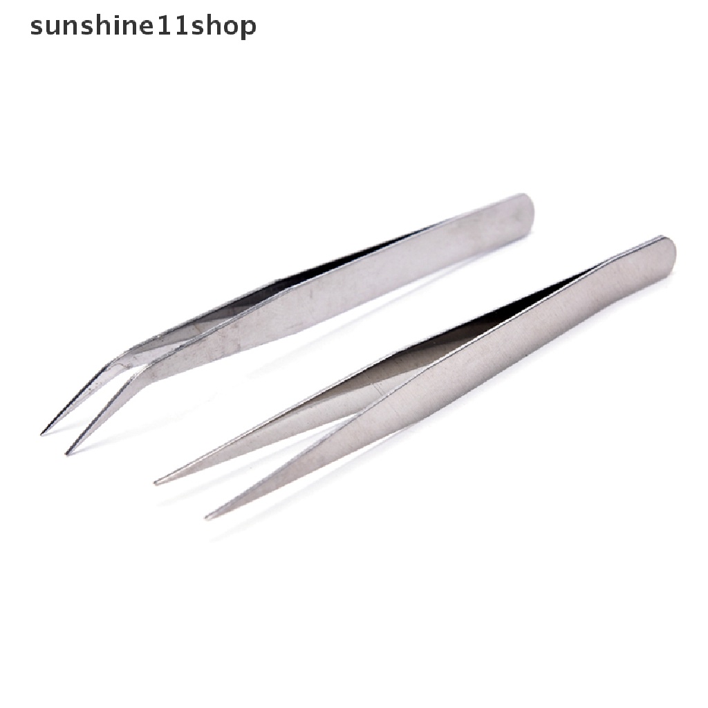 (SHO) 2pcs Pinset Lurus / Bengkok Bahan Stainless Steel