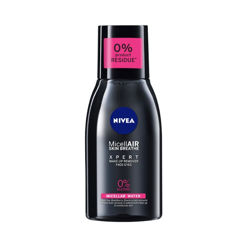 (Hitam) Nivea MicellAir Skin Breathe XPERT Make Up Remover Face-Eyes 125ML