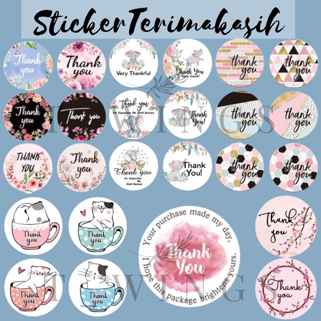 

[ MEDAN ] 200Pcs Round Stiker Thankyou Stiker Label Terima Kasih Stiker Seal ThankYou