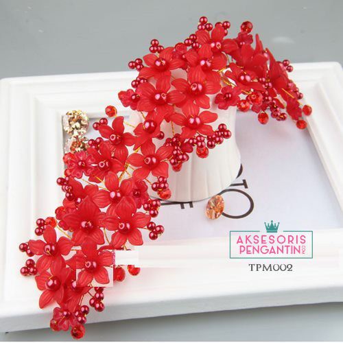 [READY STOCK] HEADPIECE HIJAB CROWN WEDDING TIARA PENGANTIN WANITA MERAH TPM002