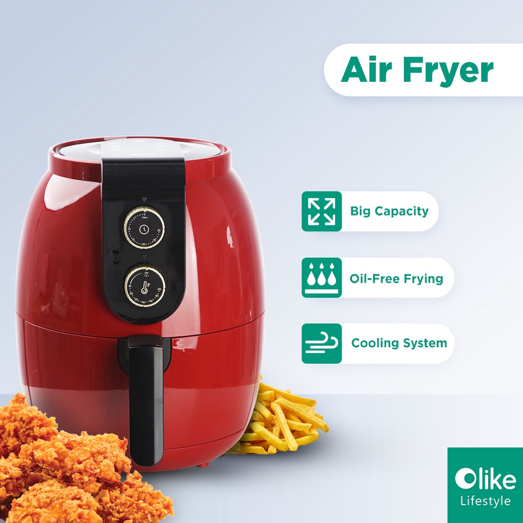 OLIKE AIR FRYER MAROON VS-155A // LOW WATT/KAPASITAS BESAR/ANTI LENGKET/GARANSI RESMI 1 TAHUN