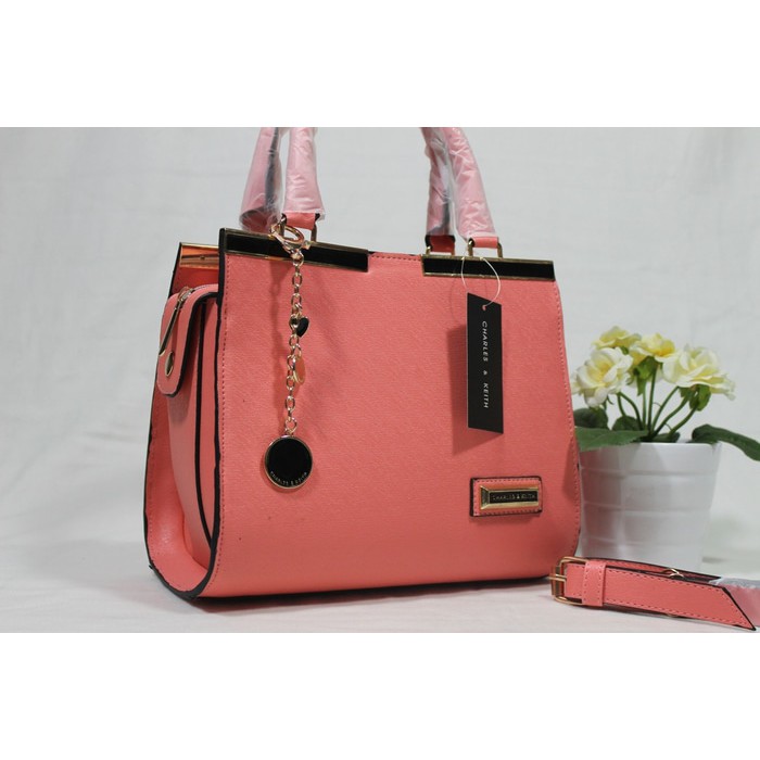 Tas Fashion Wanita Branded Charles n Keith 3 Jours Behel Warna Peach
