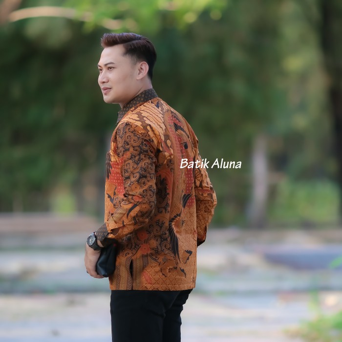 Atasan Batik Pria Lengan Panjang Baju Kemeja Batik Pria Lengan Panjang Premium Jumbo ASD 093