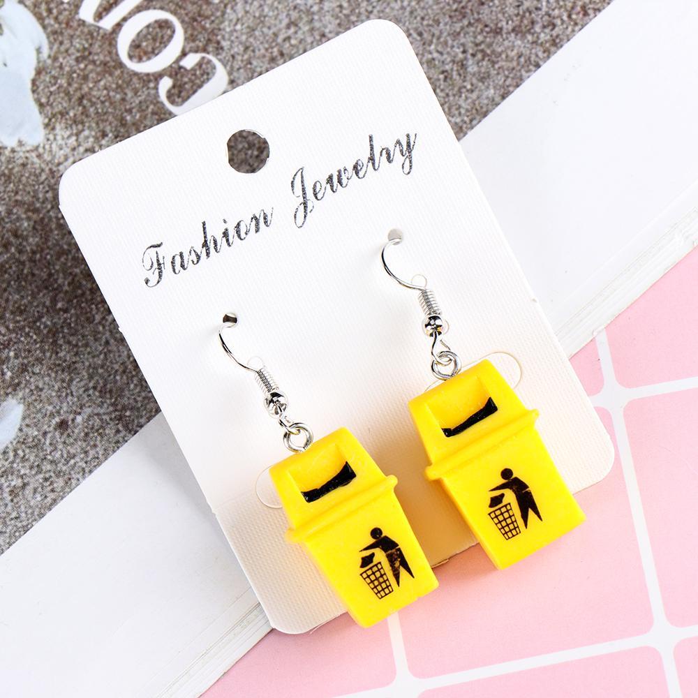 Lily 1pasang Tempat Sampah Anting Wanita Hadiah Klip Telinga Kreatif Stud Earrings Ear Stud Menjuntai