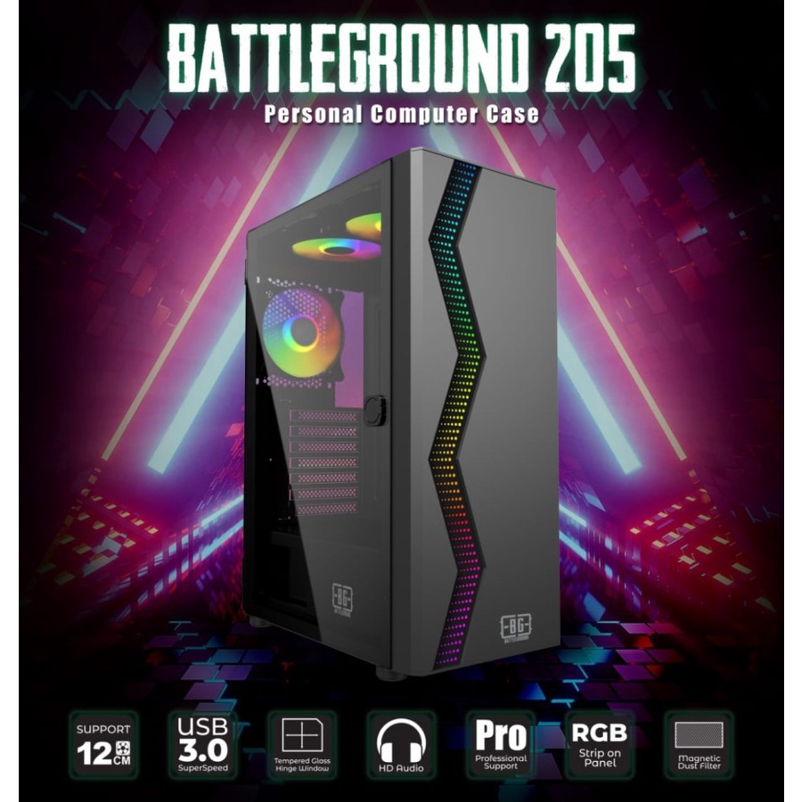 Casing Gaming Simbadda Battleground 205 - Tempered Glass