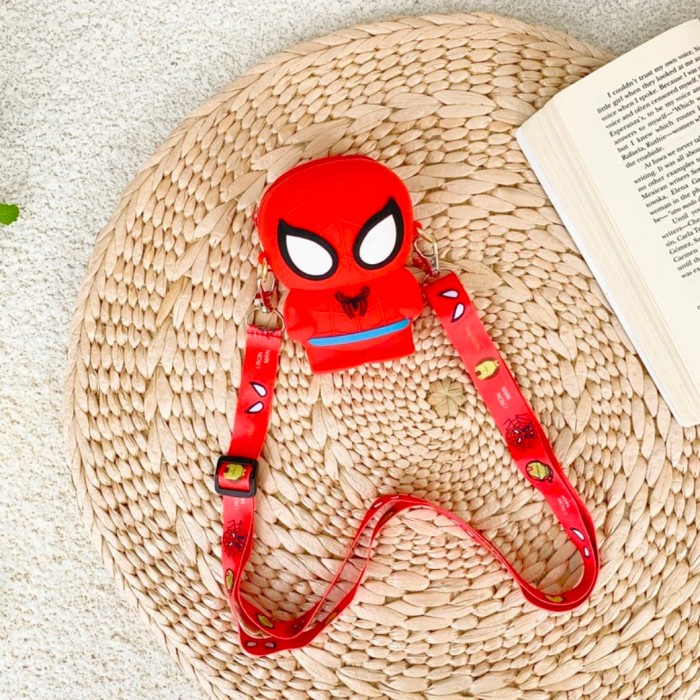 TERMUR@H Tas Selempang Anak Karakter Marvel DC Disney Mickey Jelly Import - Spiderman