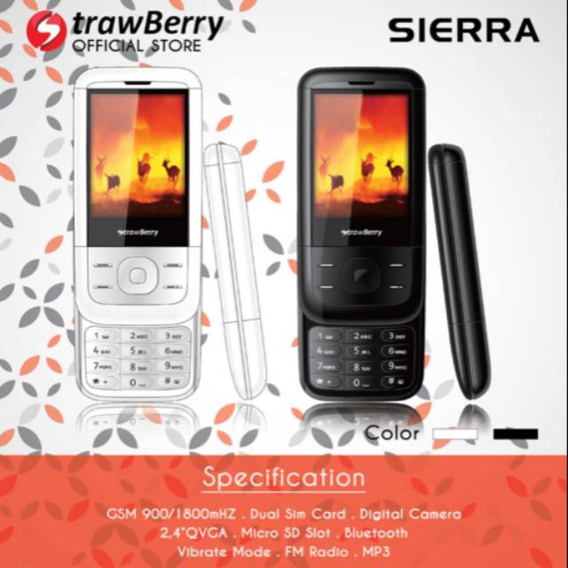 HP MURAH Kualitas Good - Strawberry Sierra microSD MP3 BLUETOOTH CAMERA FLASH DUAL SIMCARD