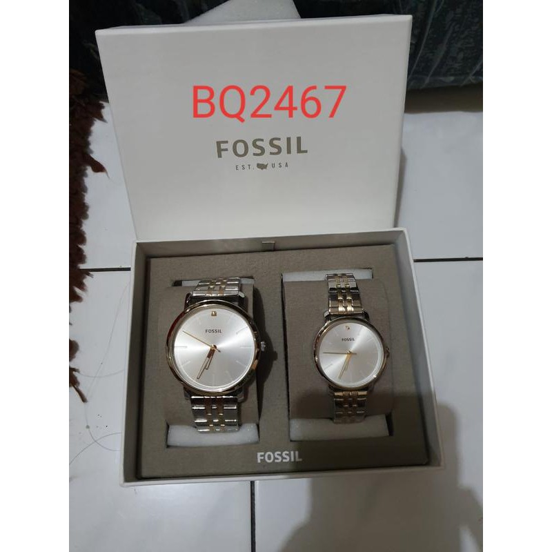 jam fossil original couple watch silver bq2467