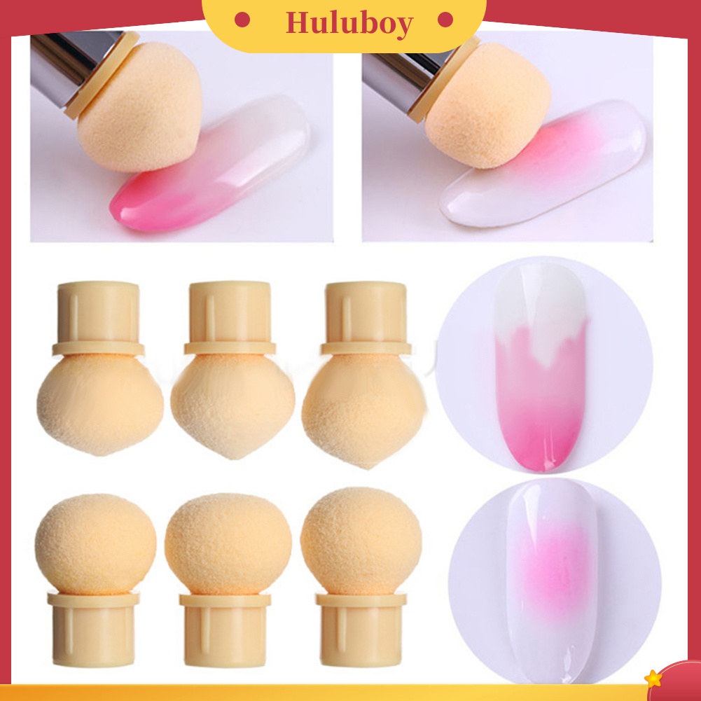 Huluboy Huluboy♡ 6pcs / Set Kepala Pen Spons Pengganti Untuk Menggambar Kuku